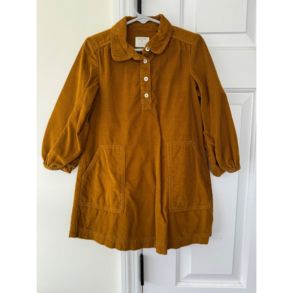 Crewcuts Kids Corduroy Dress Amber‎ Button Front Pockets Size 5